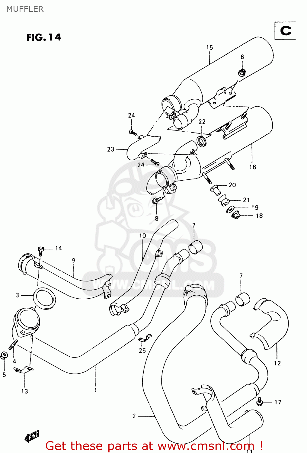 MUFFLER VZ800 1998 (W) (E02 E04 E17 E18 E22 E24 E25 E34) / P37
