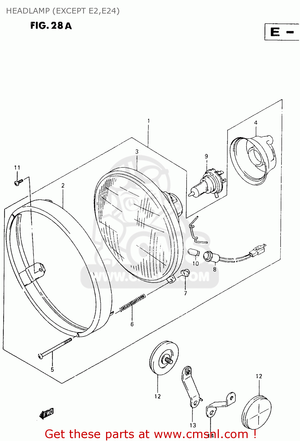 HEADLAMP (EXCEPT E2,E24) VZ800 1998 (W) (E02 E04 E17 E18 E22 E24 E25 E34) / P37