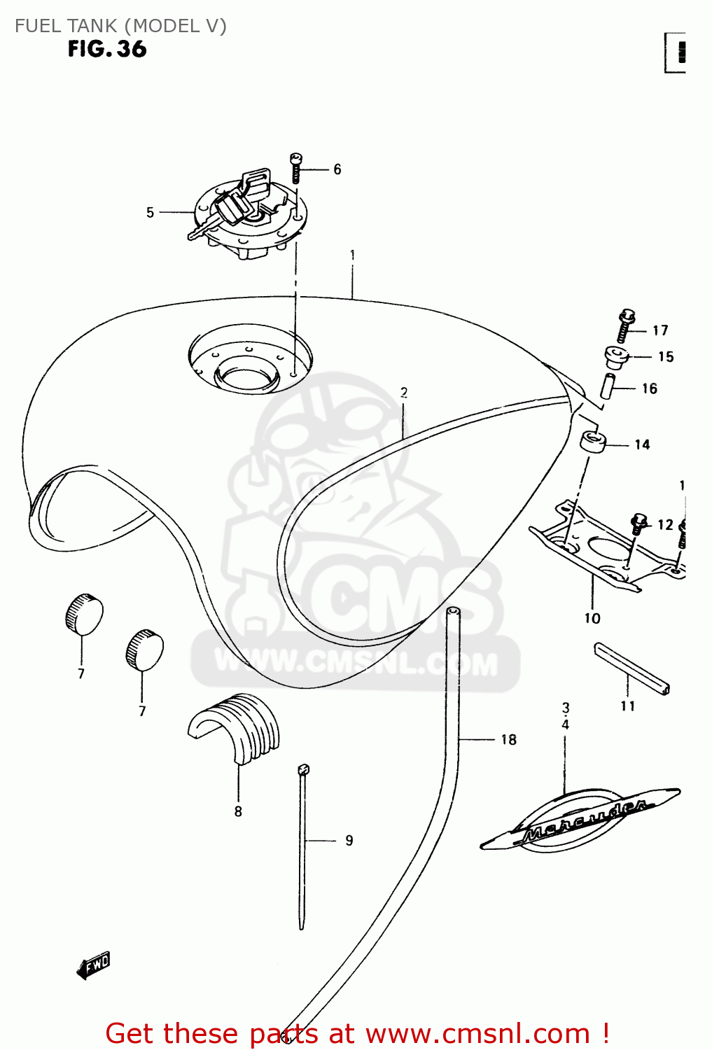 FUEL TANK (MODEL V) VZ800 1998 (W) (E02 E04 E17 E18 E22 E24 E25 E34) / P37