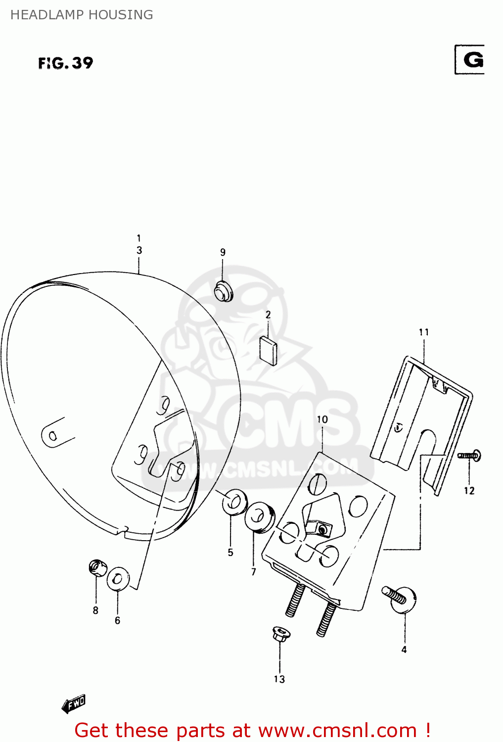 HEADLAMP HOUSING VZ800 1998 (W) (E02 E04 E17 E18 E22 E24 E25 E34) / P37