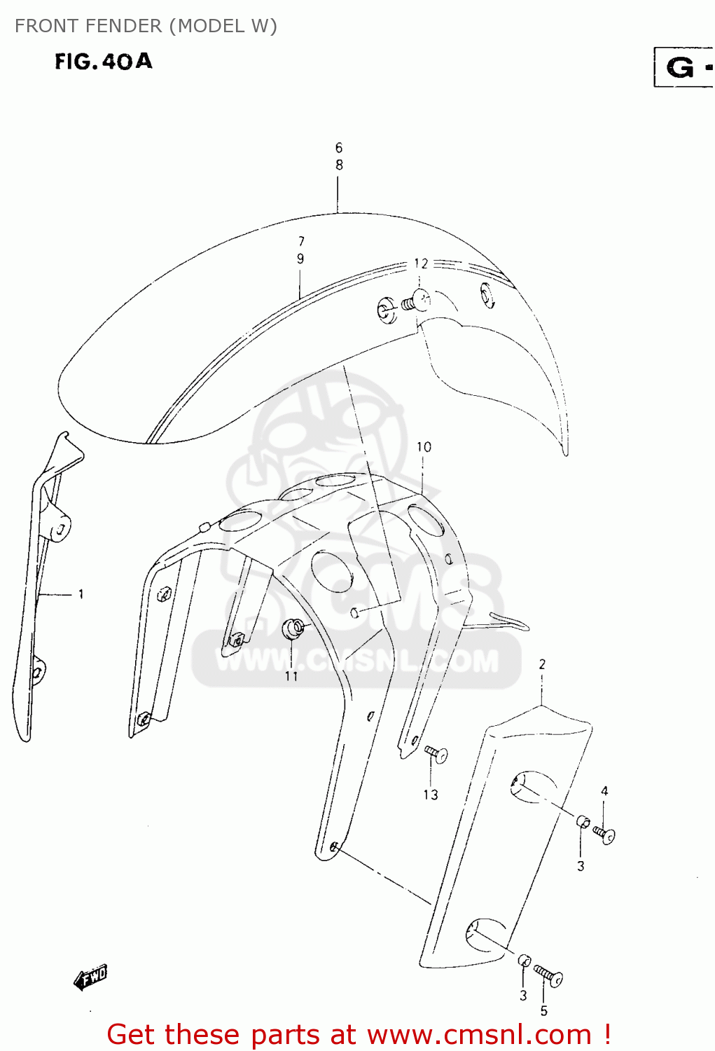 FRONT FENDER (MODEL W) VZ800 1998 (W) (E02 E04 E17 E18 E22 E24 E25 E34) / P37
