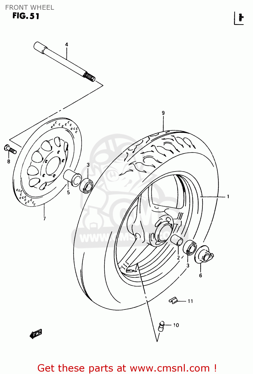 FRONT WHEEL VZ800 1998 (W) (E02 E04 E17 E18 E22 E24 E25 E34) / P37