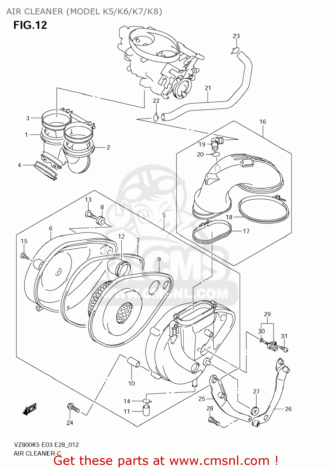 AIR CLEANER (MODEL K5/K6/K7/K8) VZ800 BOULEVARD M50 2005 (K5) USA (E03) BOULEVARDM50 BOULEVARD-M