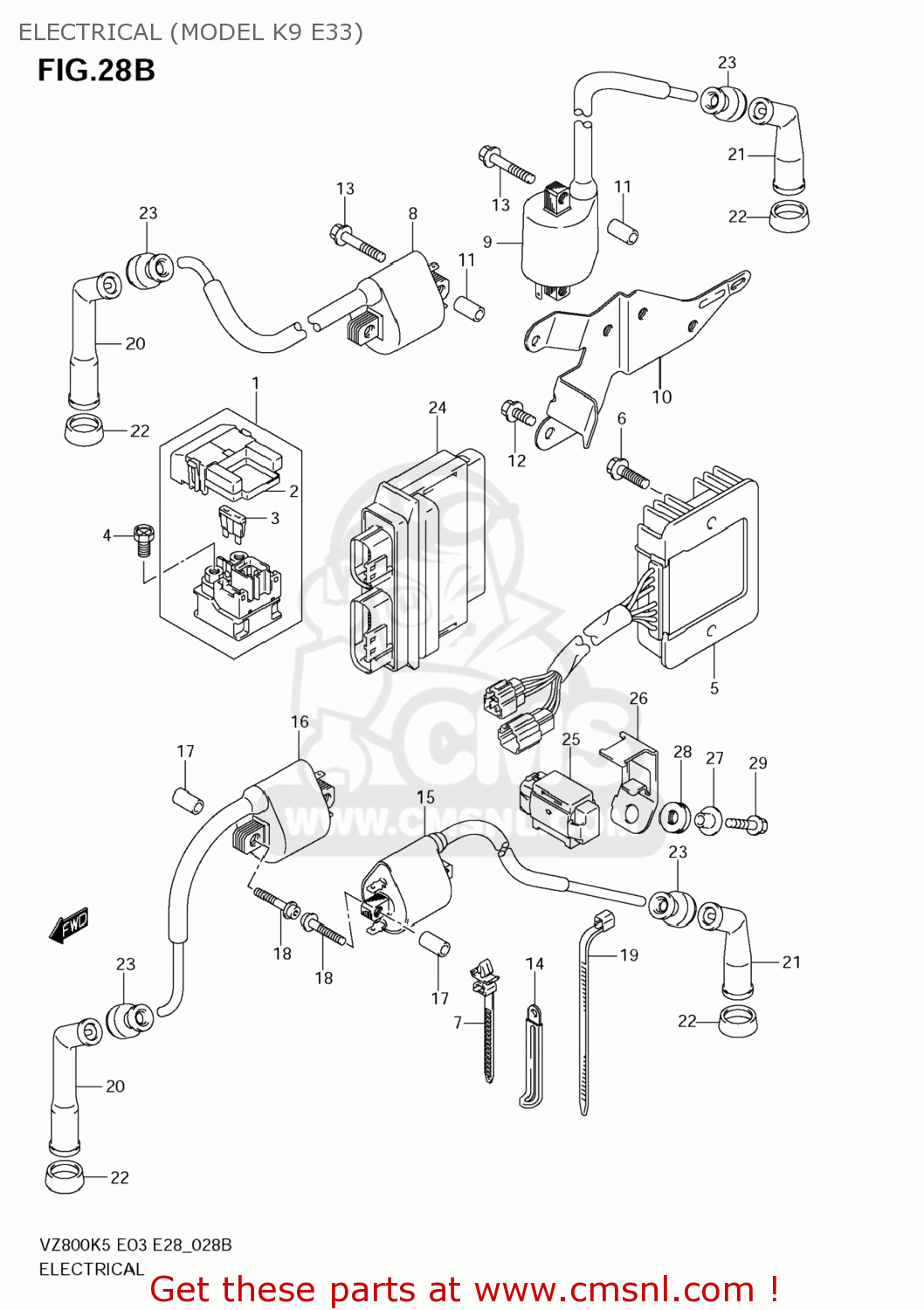 ELECTRICAL (MODEL K9 E33) VZ800 BOULEVARD M50 2005 (K5) USA (E03) BOULEVARDM50 BOULEVARD-M