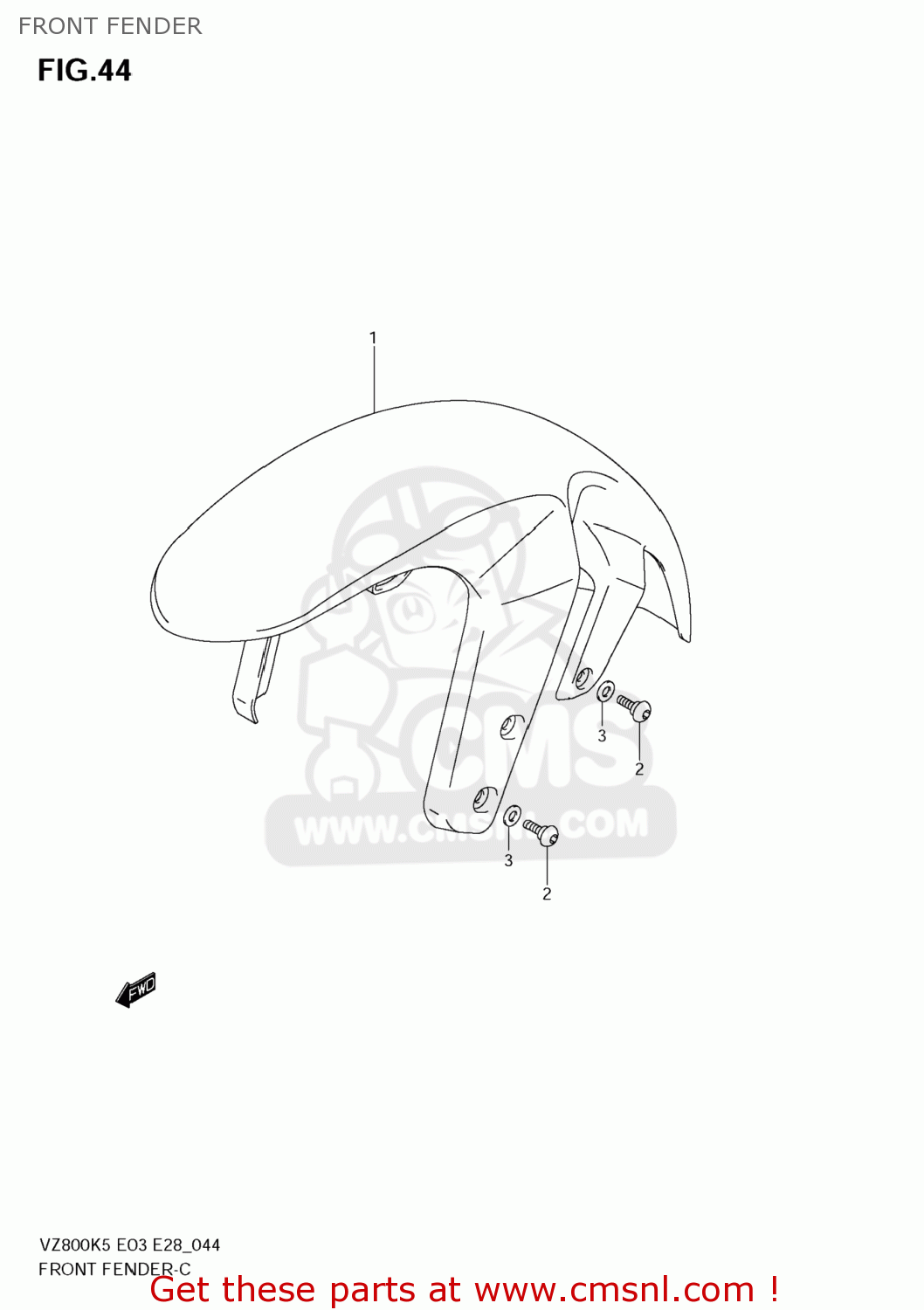 FRONT FENDER VZ800 BOULEVARD M50 2005 (K5) USA (E03) BOULEVARDM50 BOULEVARD-M