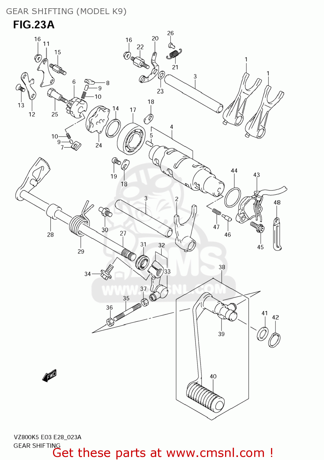 GEAR SHIFTING (MODEL K9) VZ800 BOULEVARD M50 2005 (K5) USA (E03) BOULEVARDM50 BOULEVARD-M