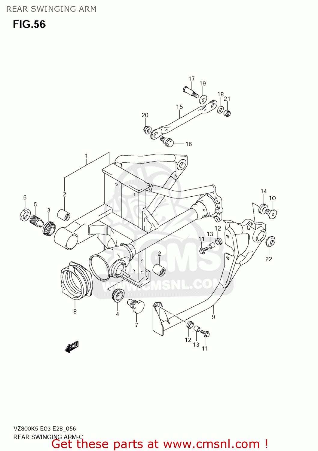 REAR SWINGING ARM VZ800 BOULEVARD M50 2005 (K5) USA (E03) BOULEVARDM50 BOULEVARD-M