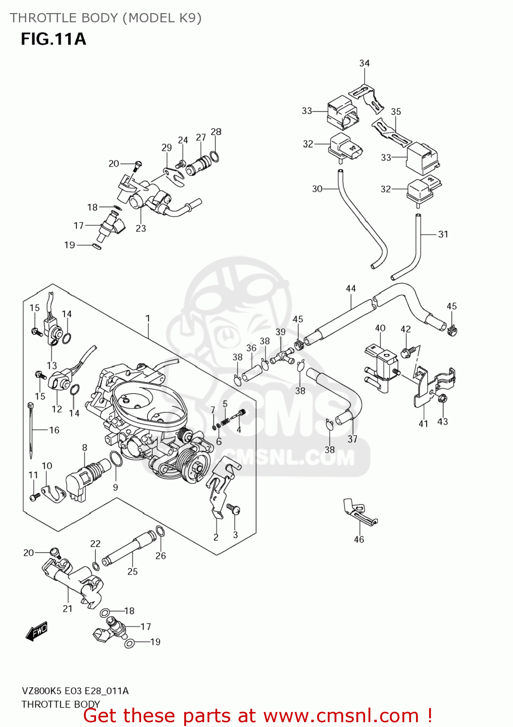 THROTTLE BODY (MODEL K9) VZ800 BOULEVARD M50 2005 (K5) USA (E03) BOULEVARDM50 BOULEVARD-M