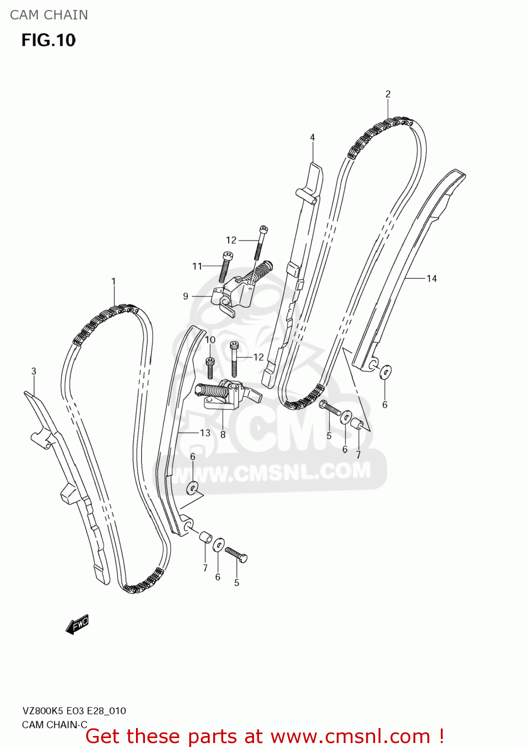 CAM CHAIN VZ800 BOULEVARD M50 2006 (K6) USA CALIFORNIA (E03 E33)