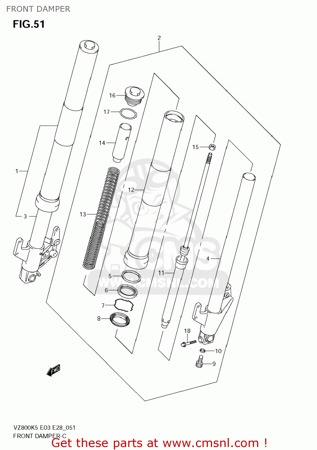 FRONT DAMPER VZ800 BOULEVARD M50 2006 (K6) USA CALIFORNIA (E03 E33)