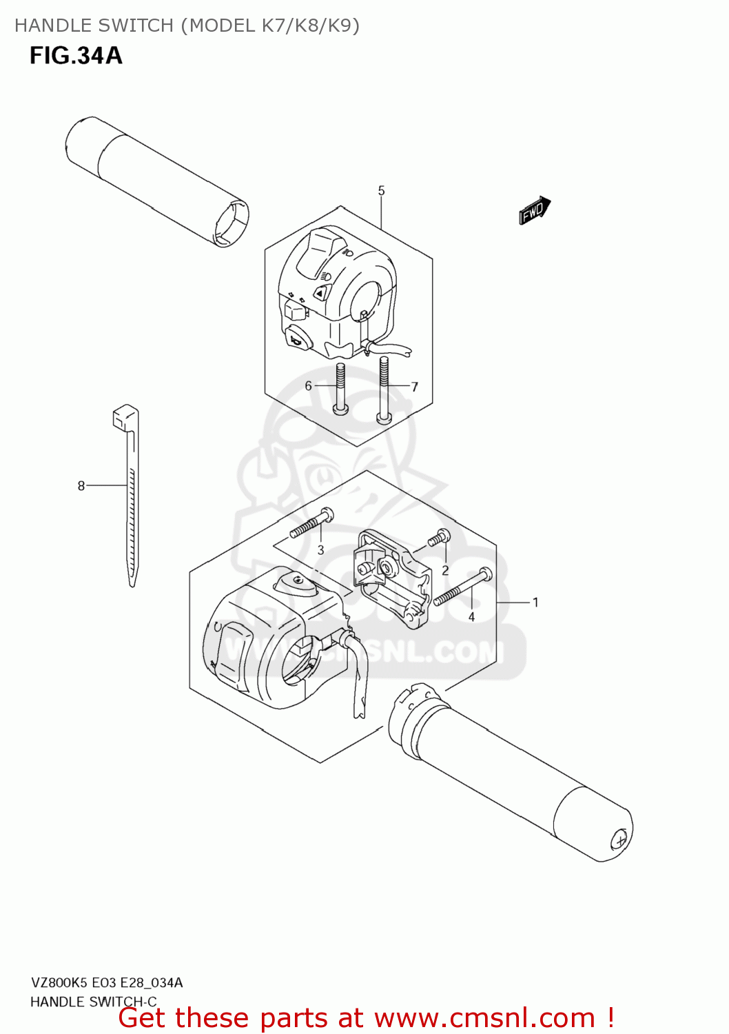 HANDLE SWITCH (MODEL K7/K8/K9) VZ800 BOULEVARD M50 2007 (K7) USA CALIFORNIA (E03 E33)