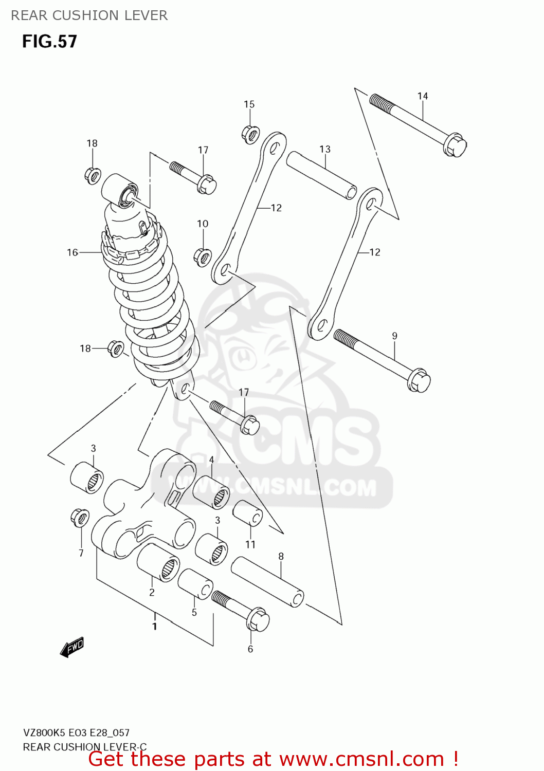 REAR CUSHION LEVER VZ800 BOULEVARD M50 2007 (K7) USA CALIFORNIA (E03 E33)