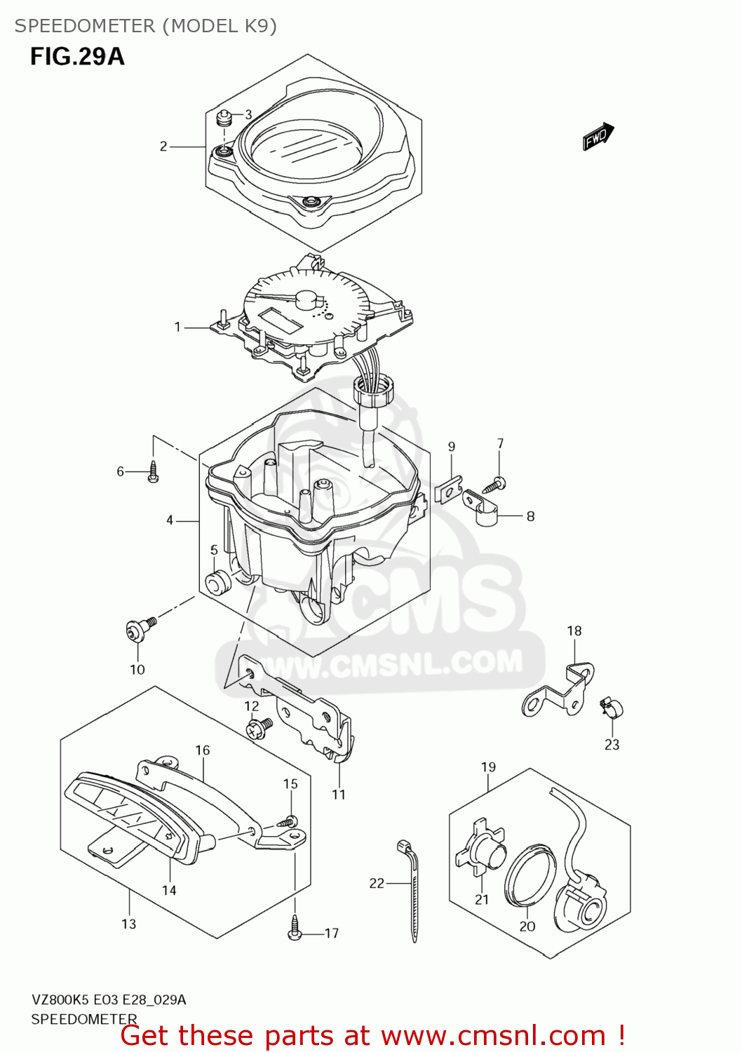 SPEEDOMETER (MODEL K9) VZ800 BOULEVARD M50 2007 (K7) USA CALIFORNIA (E03 E33)