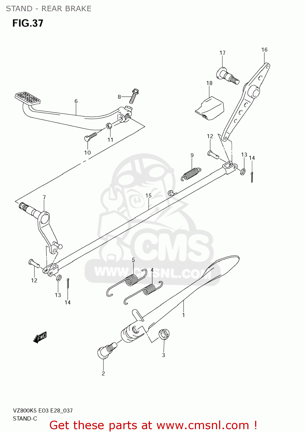 STAND - REAR BRAKE VZ800 BOULEVARD M50 2007 (K7) USA CALIFORNIA (E03 E33)