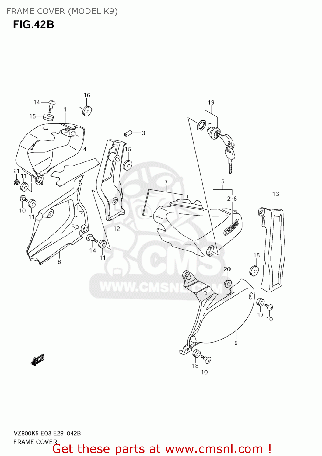 FRAME COVER (MODEL K9) VZ800 BOULEVARD M50 2008 (K8) USA CALIFORNIA (E03 E33)