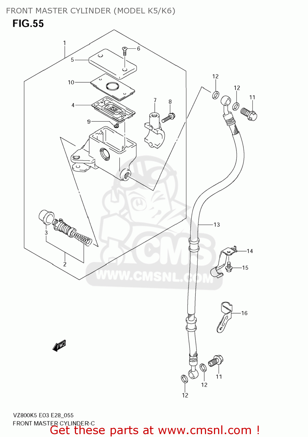 FRONT MASTER CYLINDER (MODEL K5/K6) VZ800 BOULEVARD M50 2008 (K8) USA CALIFORNIA (E03 E33)