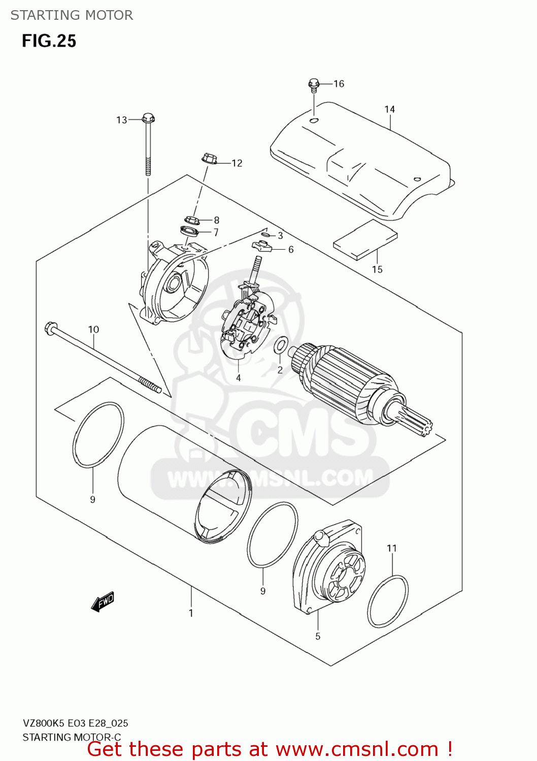 STARTING MOTOR VZ800 BOULEVARD M50 2008 (K8) USA CALIFORNIA (E03 E33)
