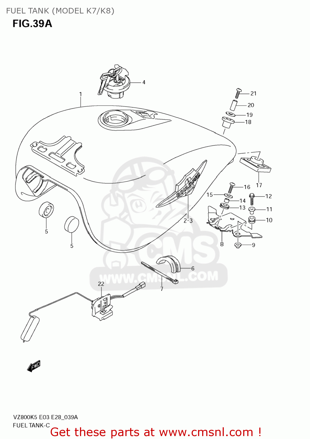FUEL TANK (MODEL K7/K8) VZ800 BOULEVARD M50 2009 (K9) USA CALIFORNIA (E03 E33)