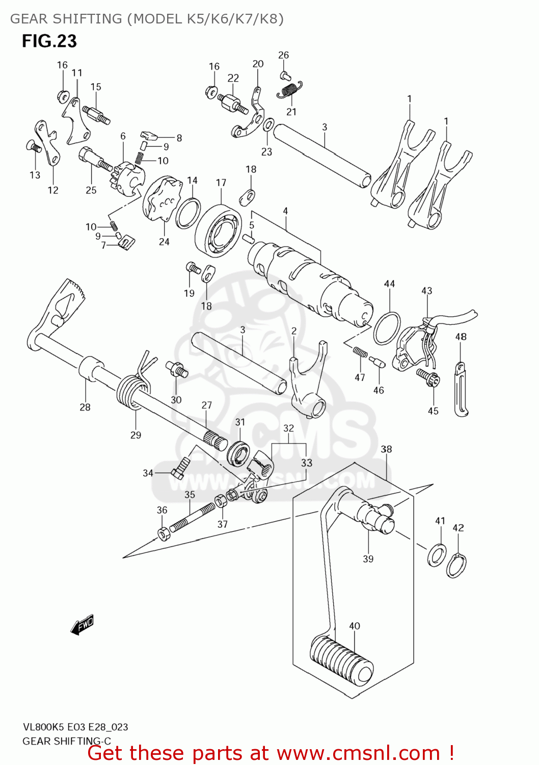 GEAR SHIFTING (MODEL K5/K6/K7/K8) VZ800 BOULEVARD M50 2009 (K9) USA CALIFORNIA (E03 E33)