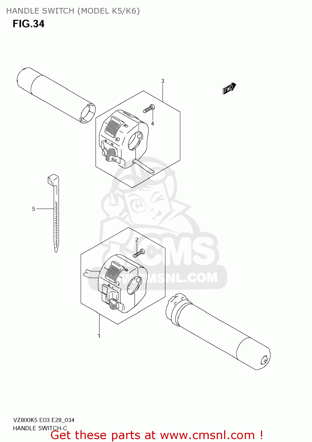HANDLE SWITCH (MODEL K5/K6) VZ800 BOULEVARD M50 2009 (K9) USA CALIFORNIA (E03 E33)