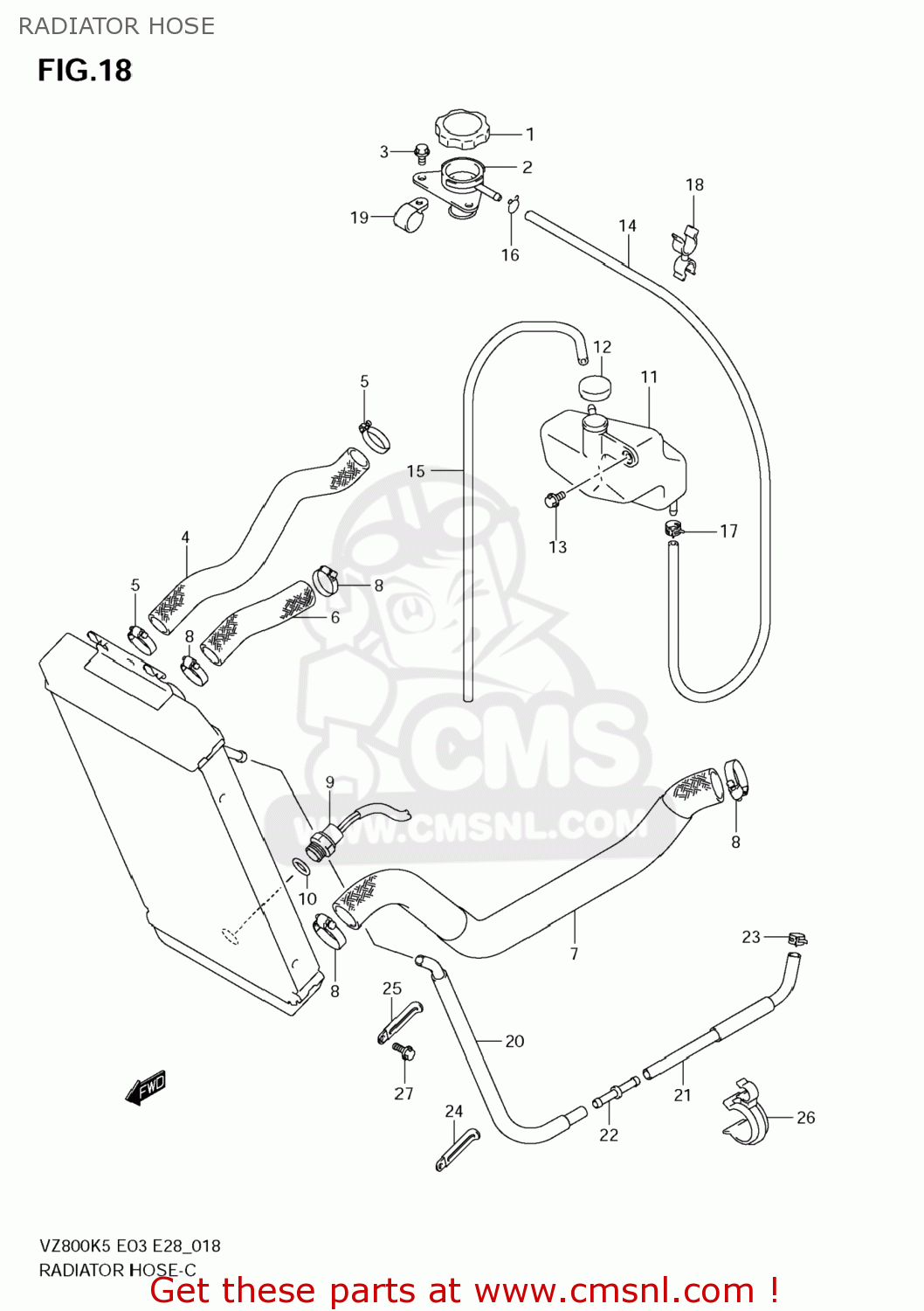 RADIATOR HOSE VZ800 BOULEVARD M50 2009 (K9) USA CALIFORNIA (E03 E33)