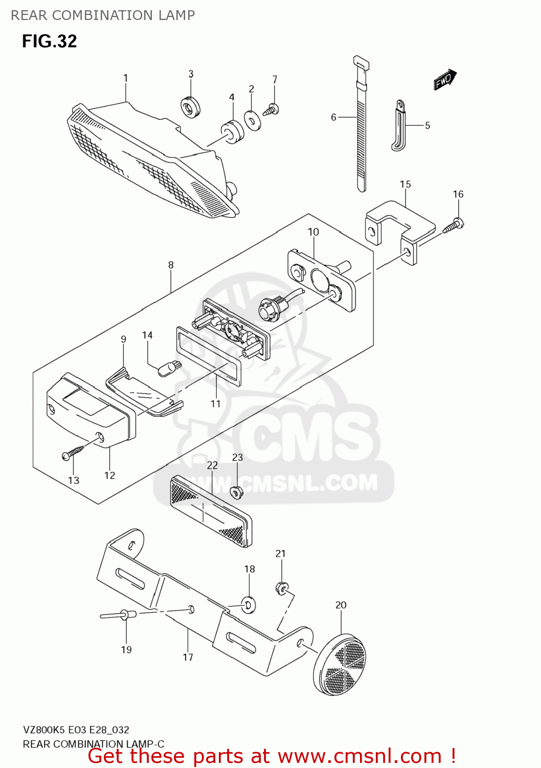 REAR COMBINATION LAMP VZ800 BOULEVARD M50 2009 (K9) USA CALIFORNIA (E03 E33)