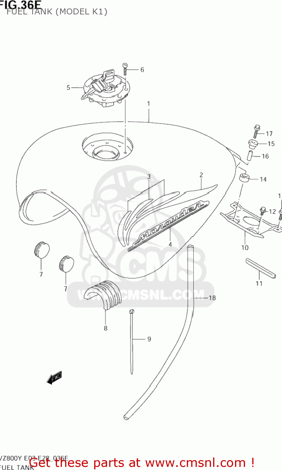 FUEL TANK (MODEL K1) VZ800 MARAUDER 1997 (V) USA (E03)