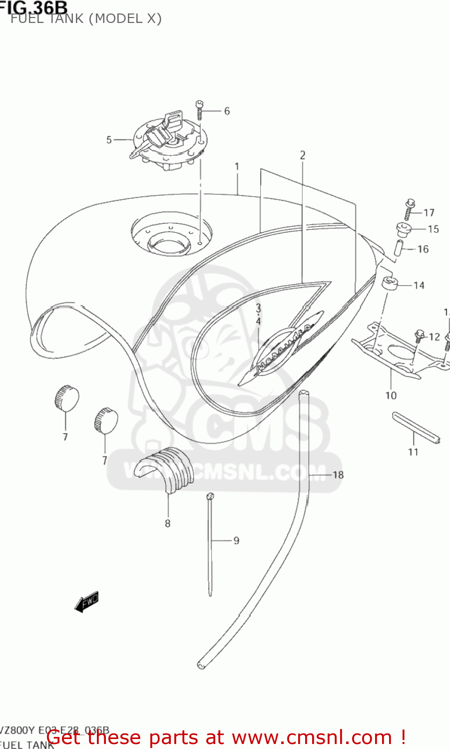 FUEL TANK (MODEL X) VZ800 MARAUDER 1997 (V) USA (E03)