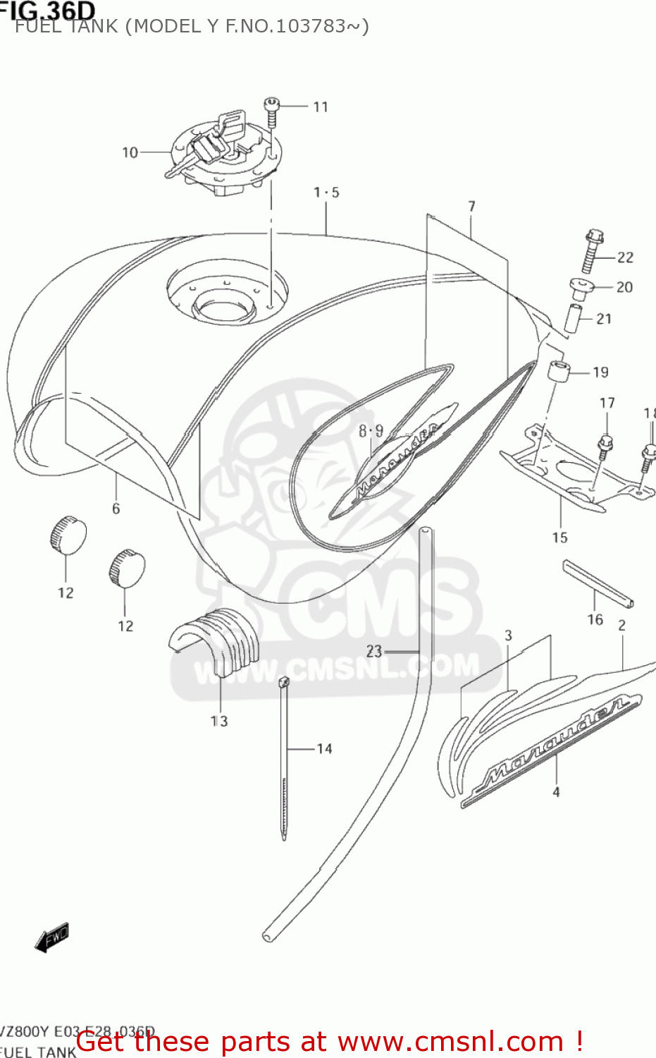 FUEL TANK (MODEL Y F.NO.103783~) VZ800 MARAUDER 1997 (V) USA (E03)