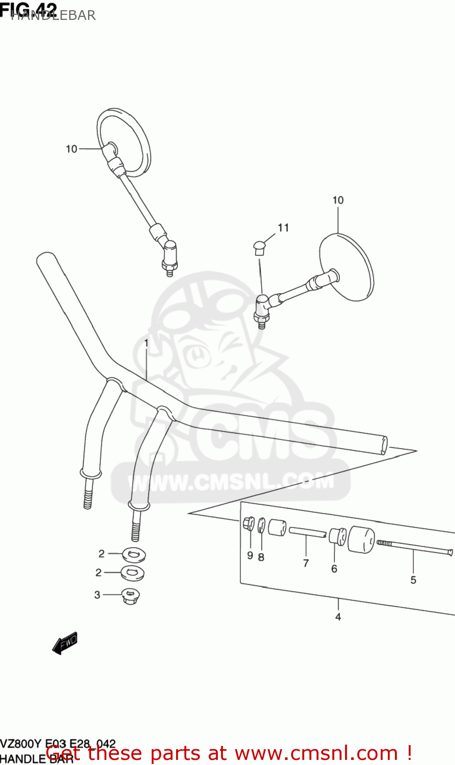 HANDLEBAR VZ800 MARAUDER 1997 (V) USA (E03)
