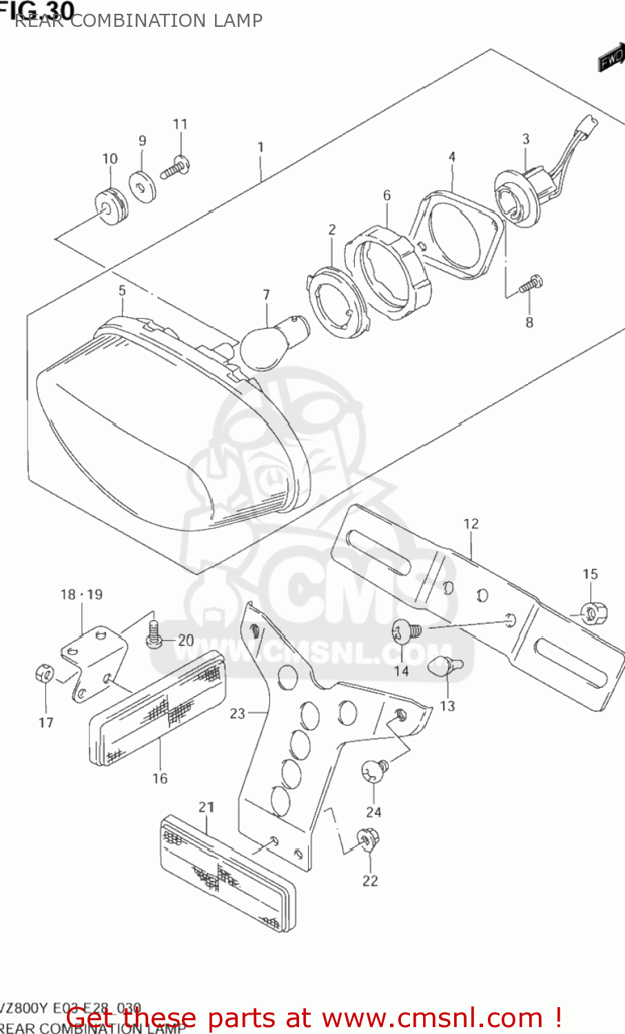 REAR COMBINATION LAMP VZ800 MARAUDER 1997 (V) USA (E03)
