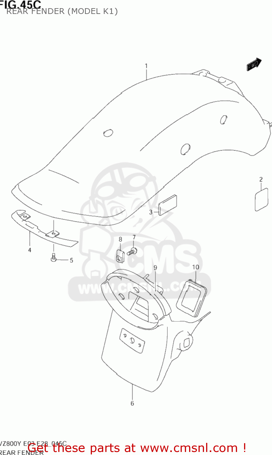 REAR FENDER (MODEL K1) VZ800 MARAUDER 1997 (V) USA (E03)