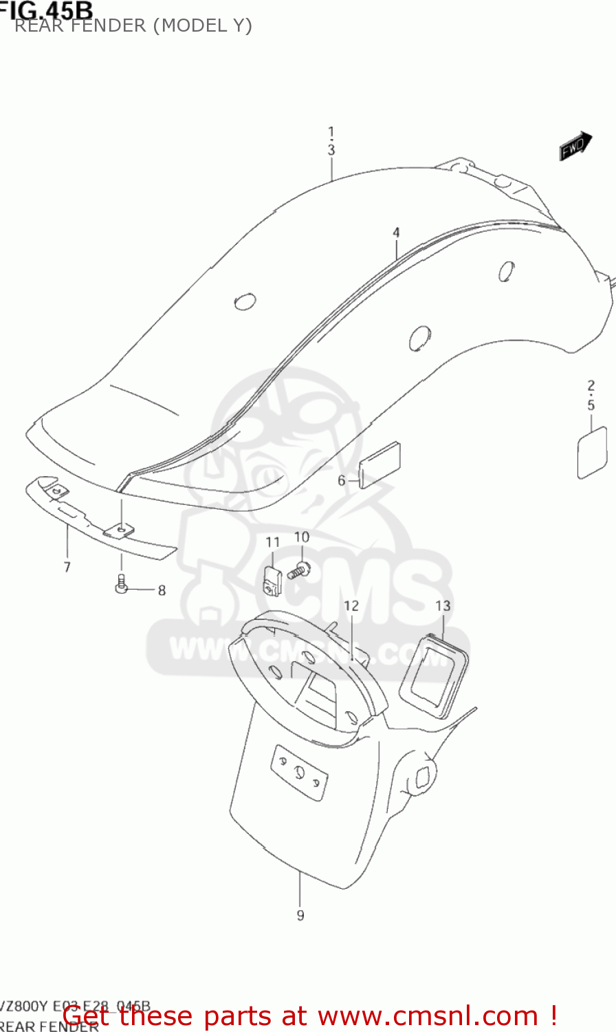 REAR FENDER (MODEL Y) VZ800 MARAUDER 1997 (V) USA (E03)