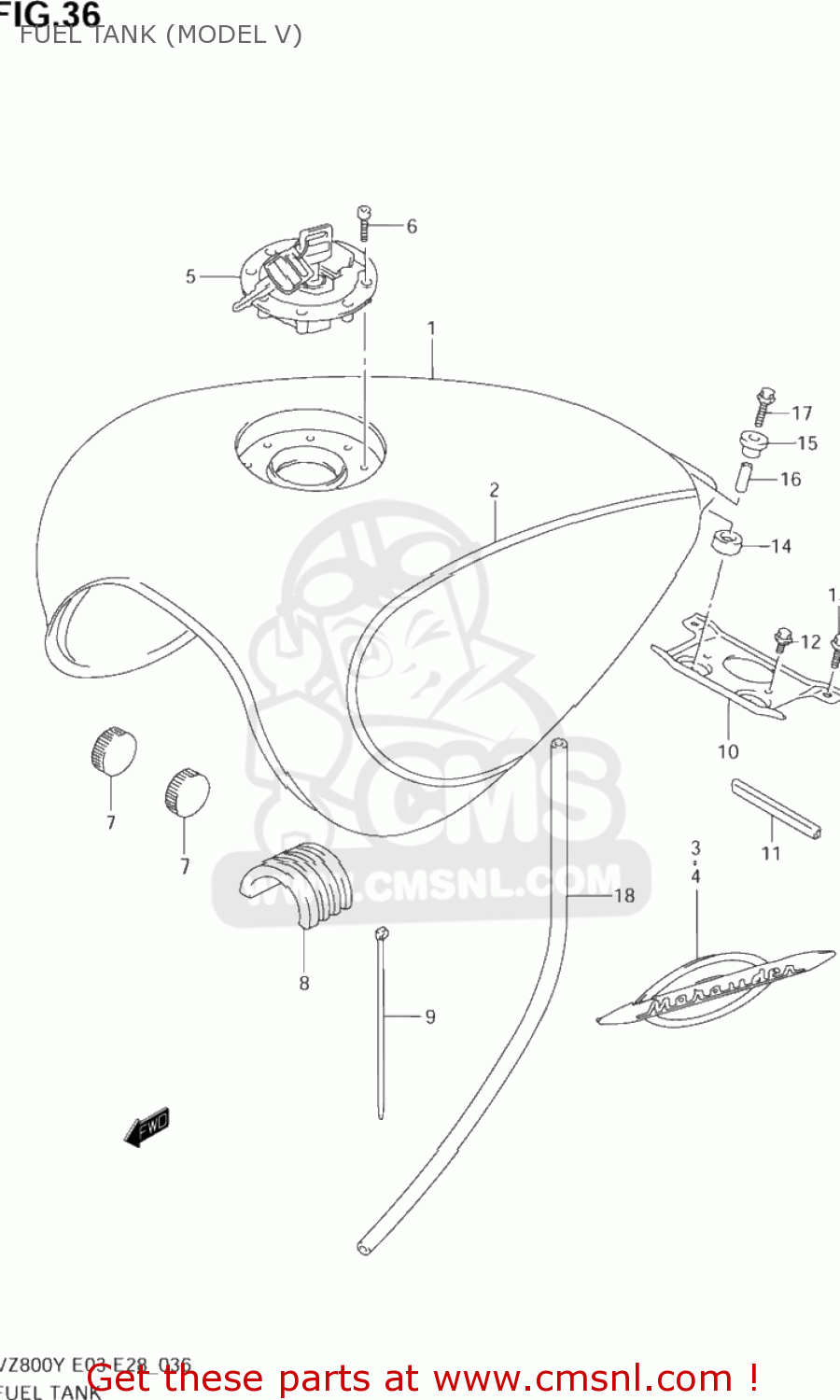 FUEL TANK (MODEL V) VZ800 MARAUDER 1998 (W) USA (E03)