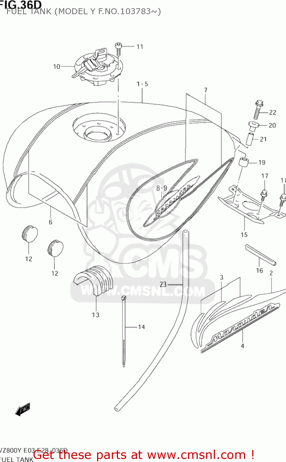 FUEL TANK (MODEL Y F.NO.103783~) VZ800 MARAUDER 1998 (W) USA (E03)