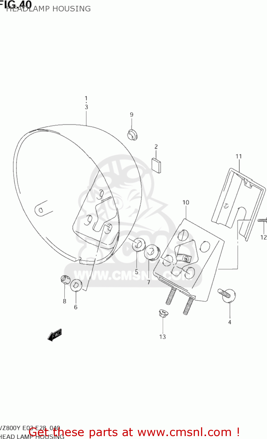 HEADLAMP HOUSING VZ800 MARAUDER 1998 (W) USA (E03)