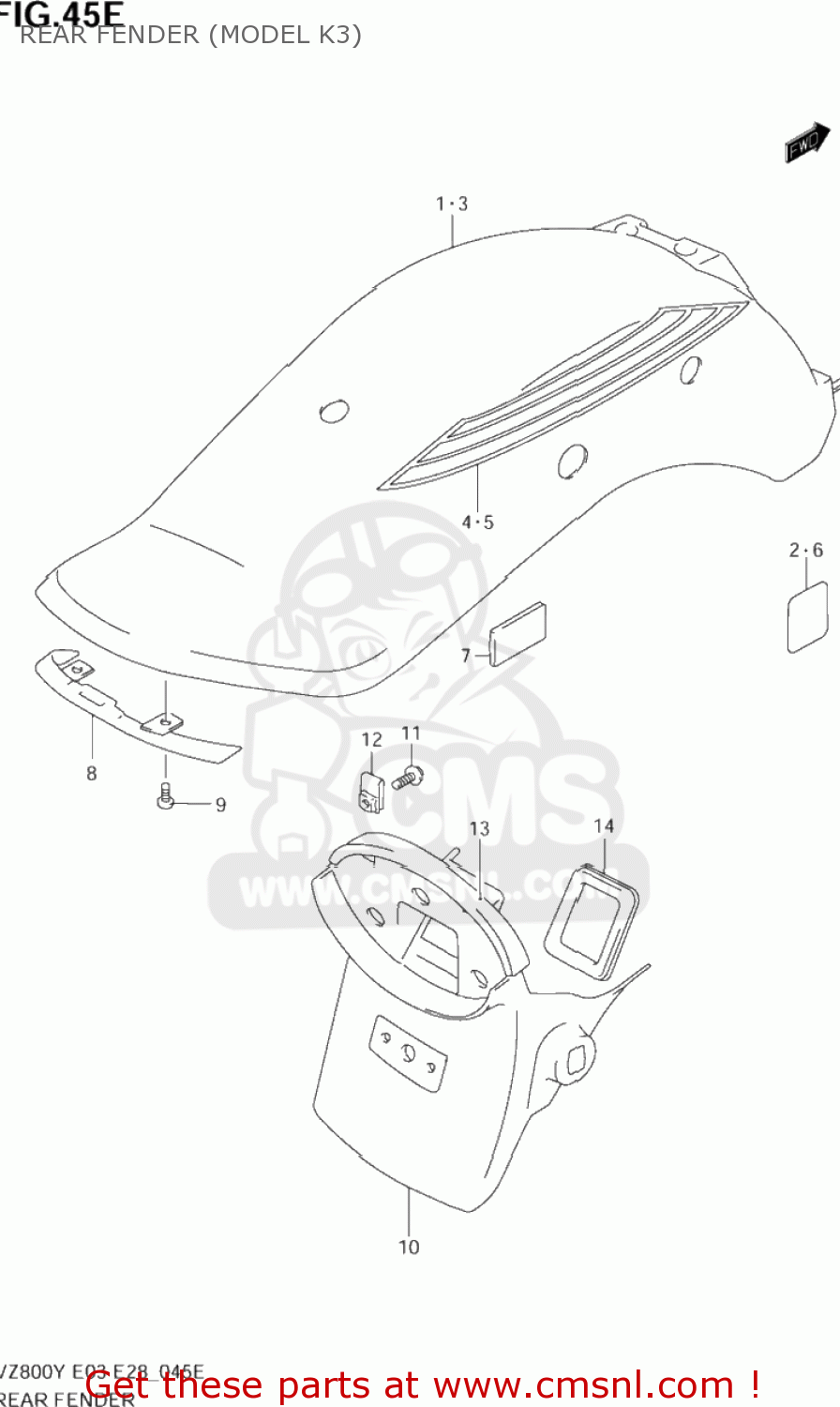 REAR FENDER (MODEL K3) VZ800 MARAUDER 1998 (W) USA (E03)