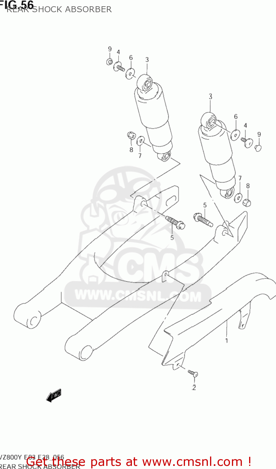 REAR SHOCK ABSORBER VZ800 MARAUDER 1998 (W) USA (E03)