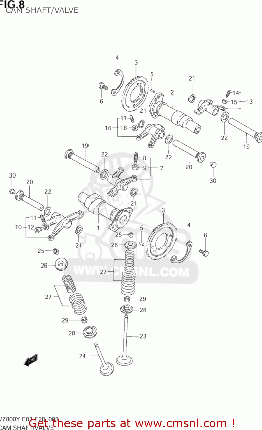 CAM SHAFT/VALVE VZ800 MARAUDER 1999 (X) USA (E03)