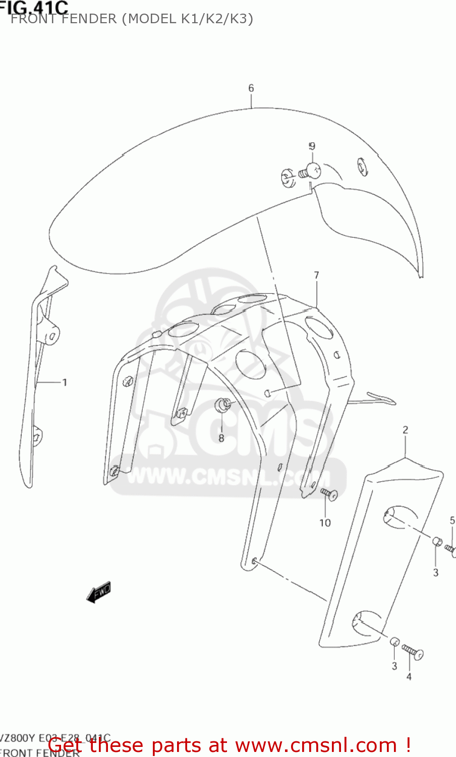 FRONT FENDER (MODEL K1/K2/K3) VZ800 MARAUDER 1999 (X) USA (E03)