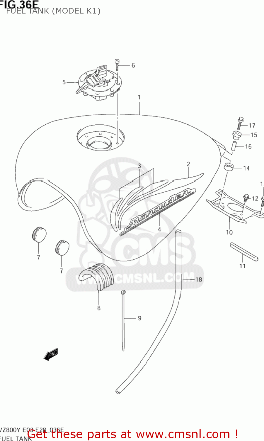 FUEL TANK (MODEL K1) VZ800 MARAUDER 1999 (X) USA (E03)