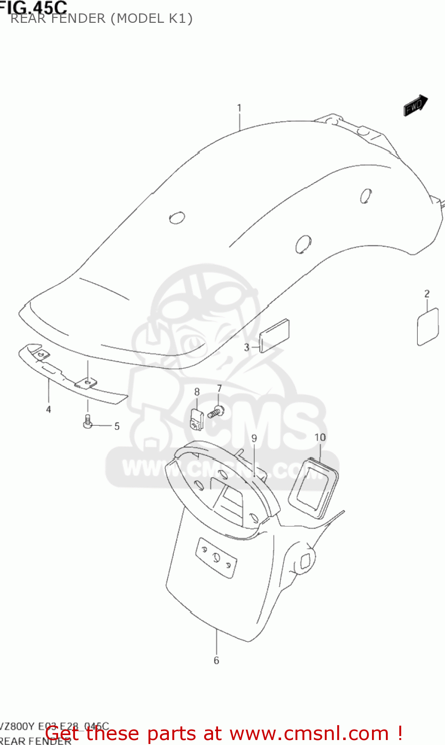 REAR FENDER (MODEL K1) VZ800 MARAUDER 1999 (X) USA (E03)