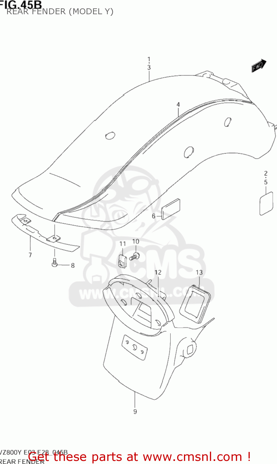 REAR FENDER (MODEL Y) VZ800 MARAUDER 1999 (X) USA (E03)