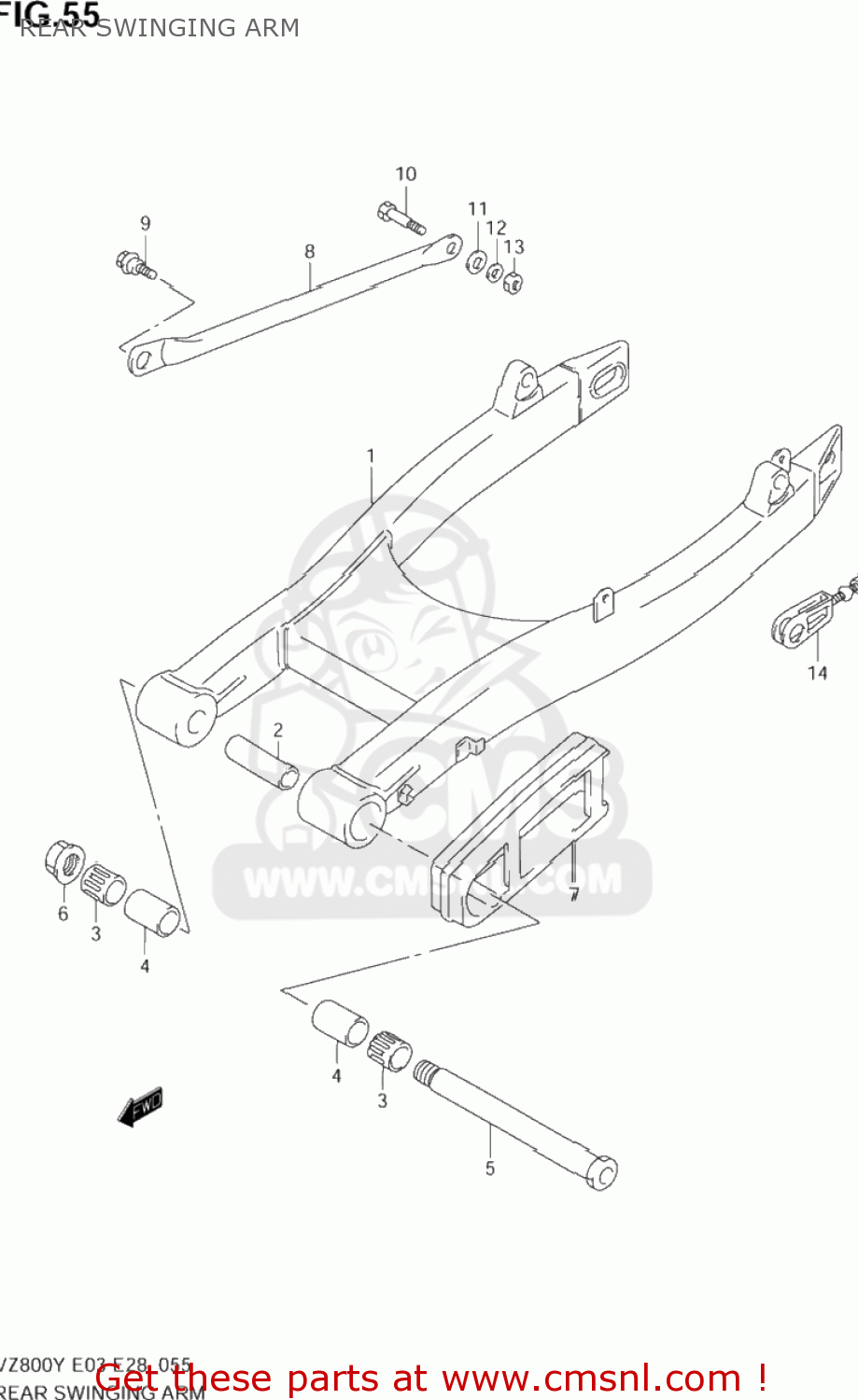 REAR SWINGING ARM VZ800 MARAUDER 1999 (X) USA (E03)