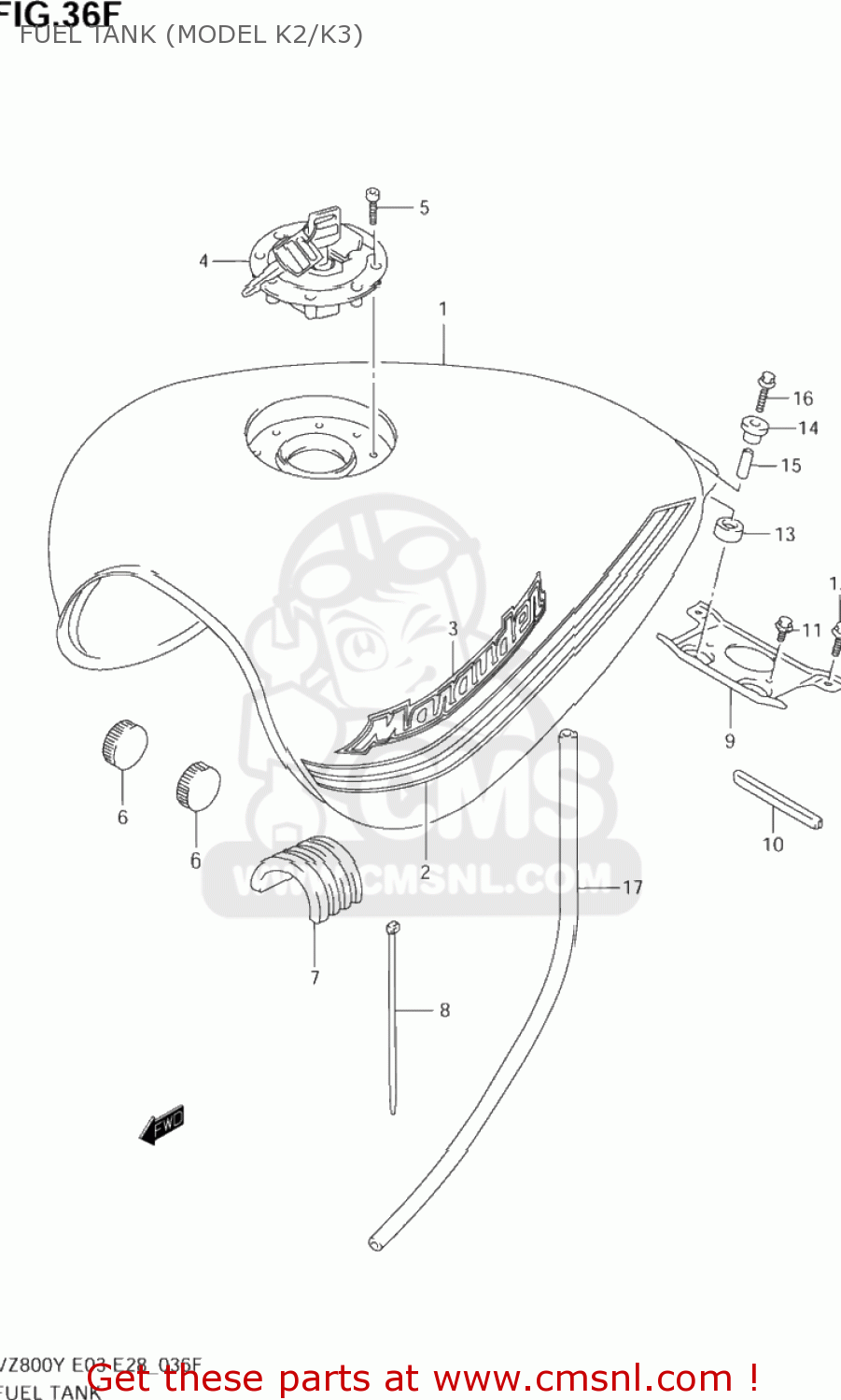 FUEL TANK (MODEL K2/K3) VZ800 MARAUDER 2000 (Y) USA (E03)