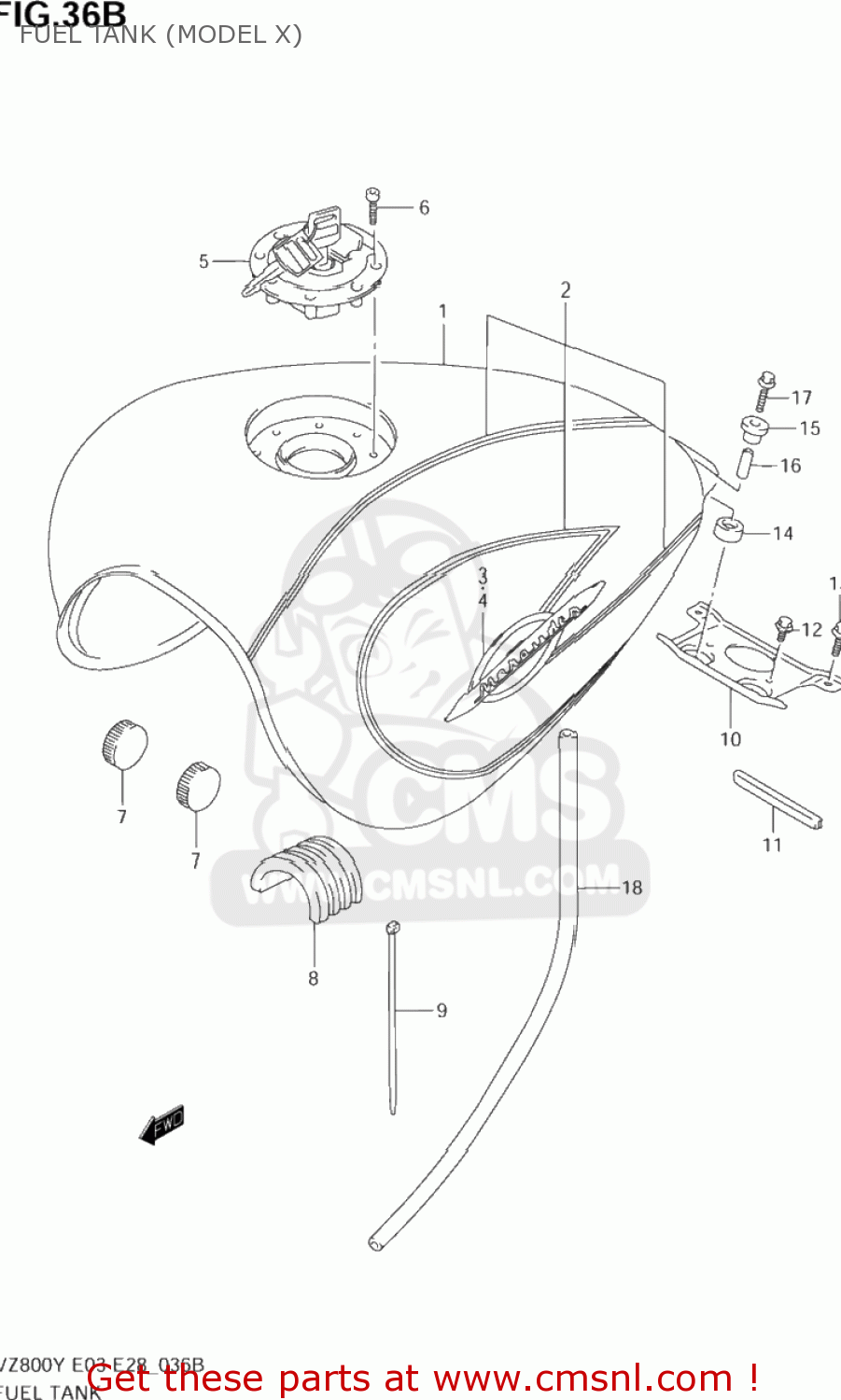 FUEL TANK (MODEL X) VZ800 MARAUDER 2000 (Y) USA (E03)
