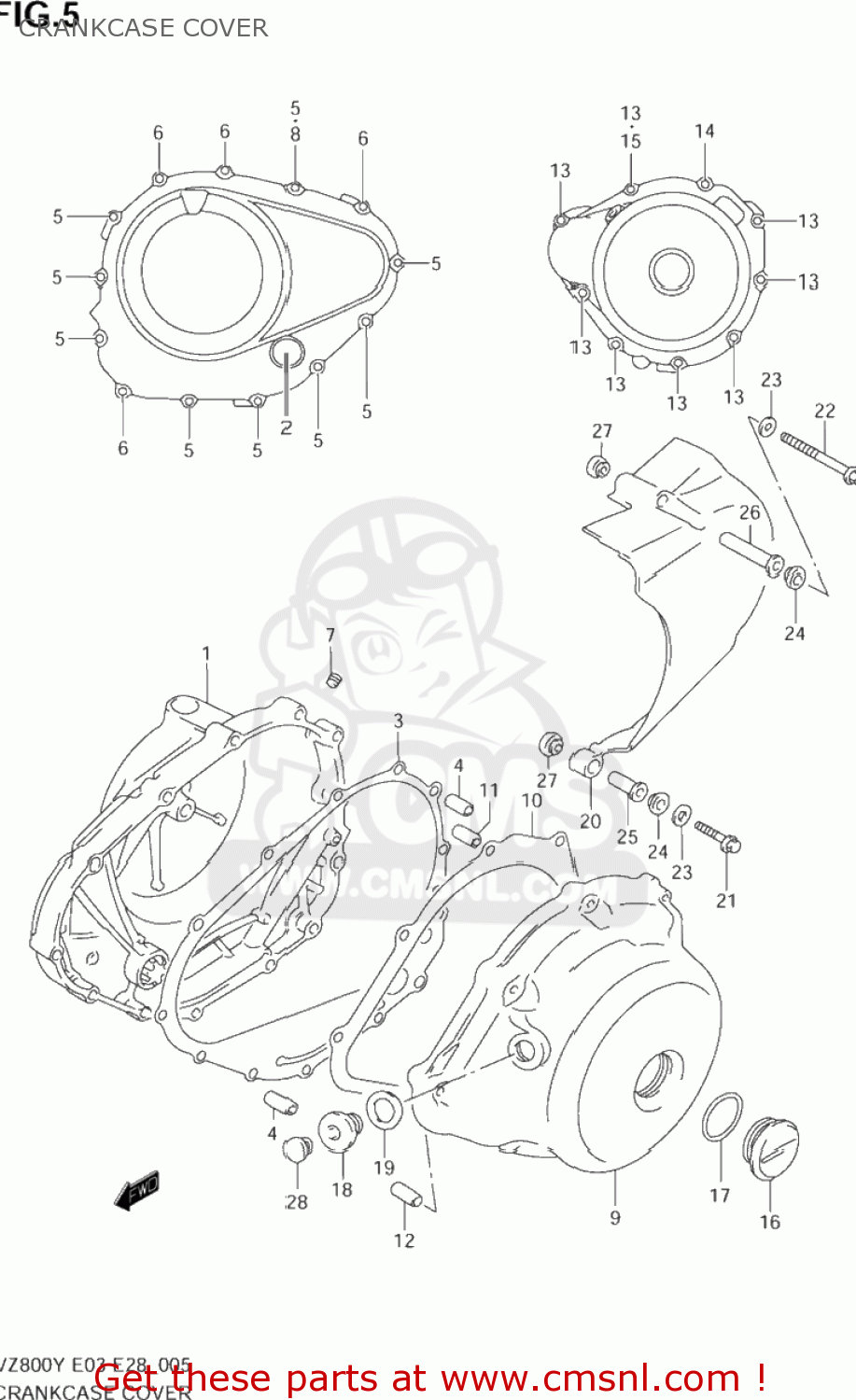 CRANKCASE COVER VZ800 MARAUDER 2001 (K1) USA (E03)