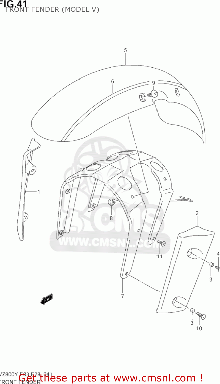 FRONT FENDER (MODEL V) VZ800 MARAUDER 2002 (K2) USA (E03)