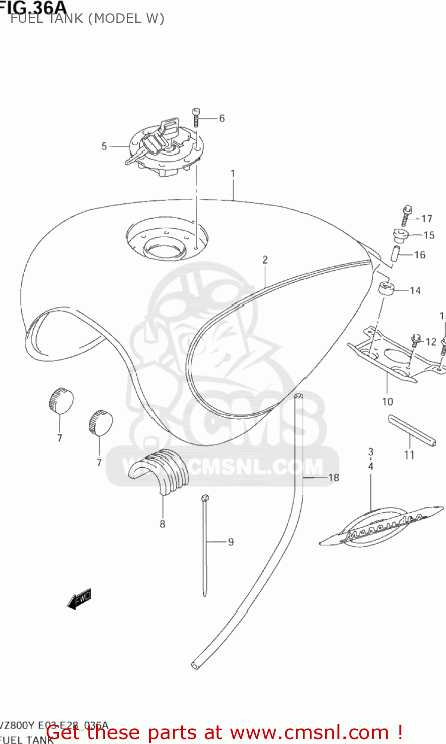 FUEL TANK (MODEL W) VZ800 MARAUDER 2002 (K2) USA (E03)