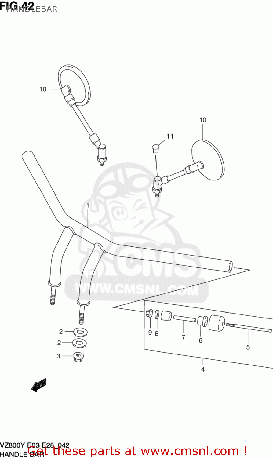 HANDLEBAR VZ800 MARAUDER 2002 (K2) USA (E03)